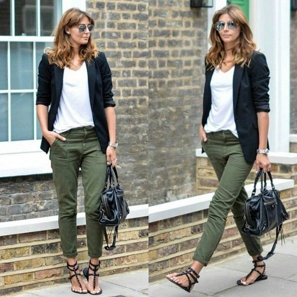 Casual Outfit Ideas with Green Pants